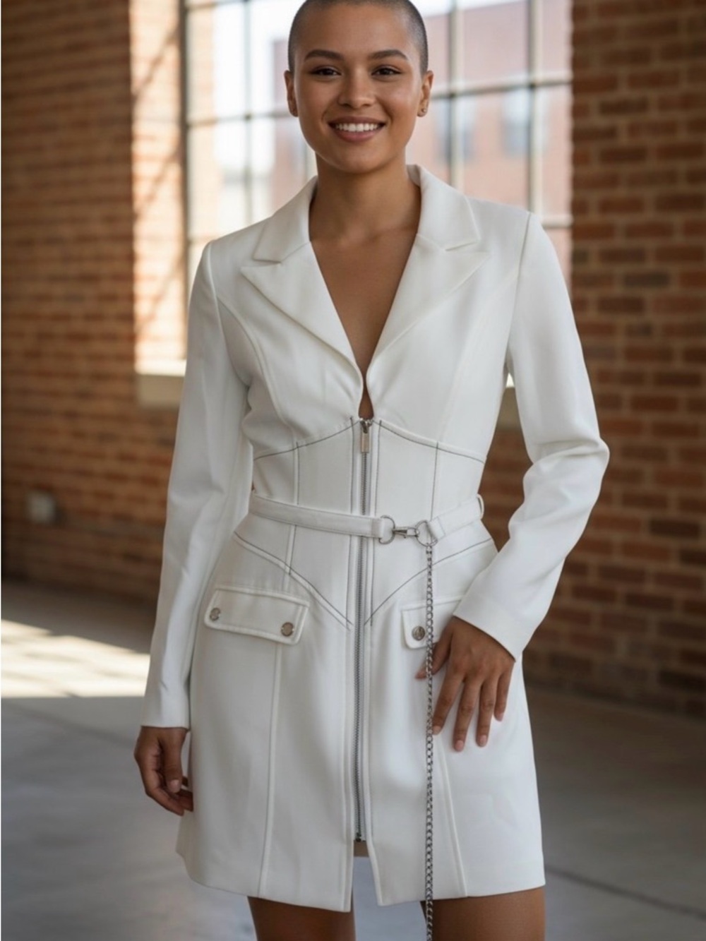 Manière De Voir White Tailored Blazer Mini Dress Corset Seam NWT Sz 6